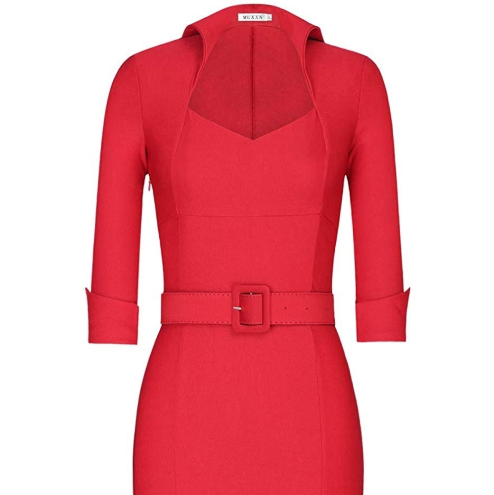 1950s Style 3/4 Sleeve Bodycon Lapel Pencil Dress